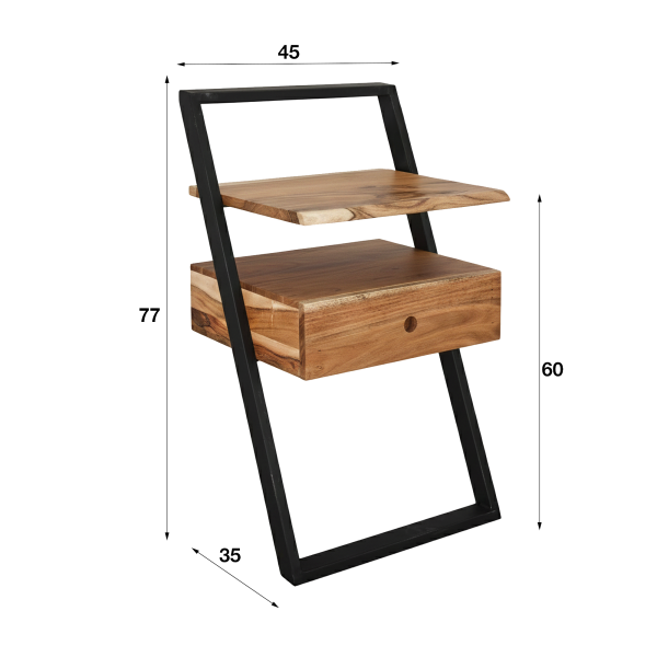 Table de chevet en bois massif d'acacia - Lean