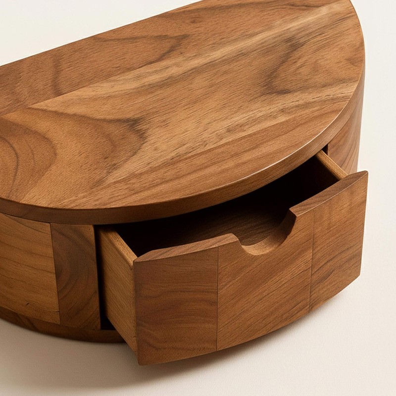 Table de chevet suspendue en bois massif d'acacia - Curve