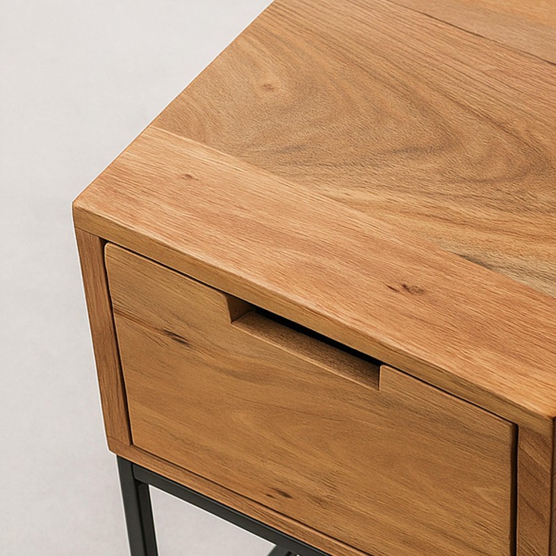 Table de chevet en bois et métal style industriel - Natura