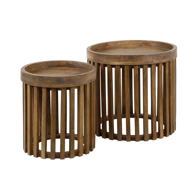 Table d'appoint en bois de manguier massif (lot de 2) - Tweak