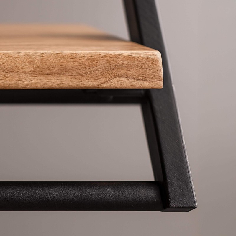 Porte manteaux mural en métal avec étagère en bois massif - Lean