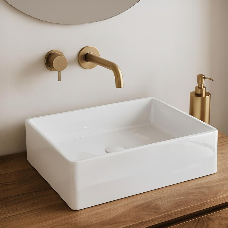 Vasque en céramique à poser, blanc brillant - Nova