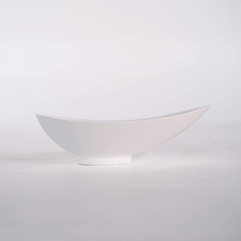 Vasque à poser de salle de bain, blanc brillant, résine composite - Ida