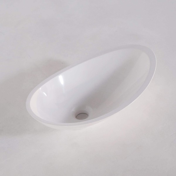 Vasque à poser de salle de bain, blanc brillant, résine composite - Ida