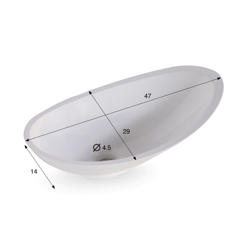 Vasque ronde en céramique, blanc brillant - Bora