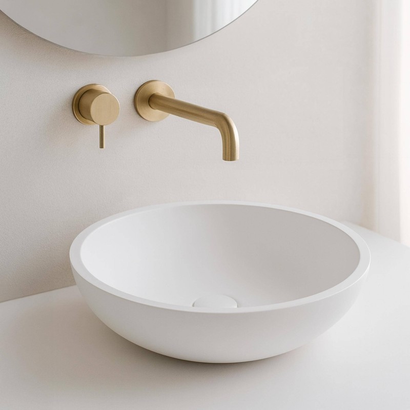 Vasque à poser en céramique, blanc brillant - Ida