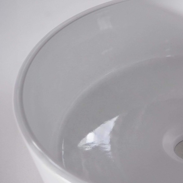 Vasque à poser en céramique ronde, blanc brillant - Rundo