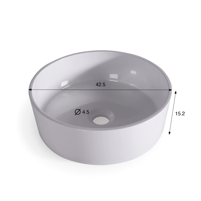 Vasque à poser en céramique ronde, blanc brillant - Rundo