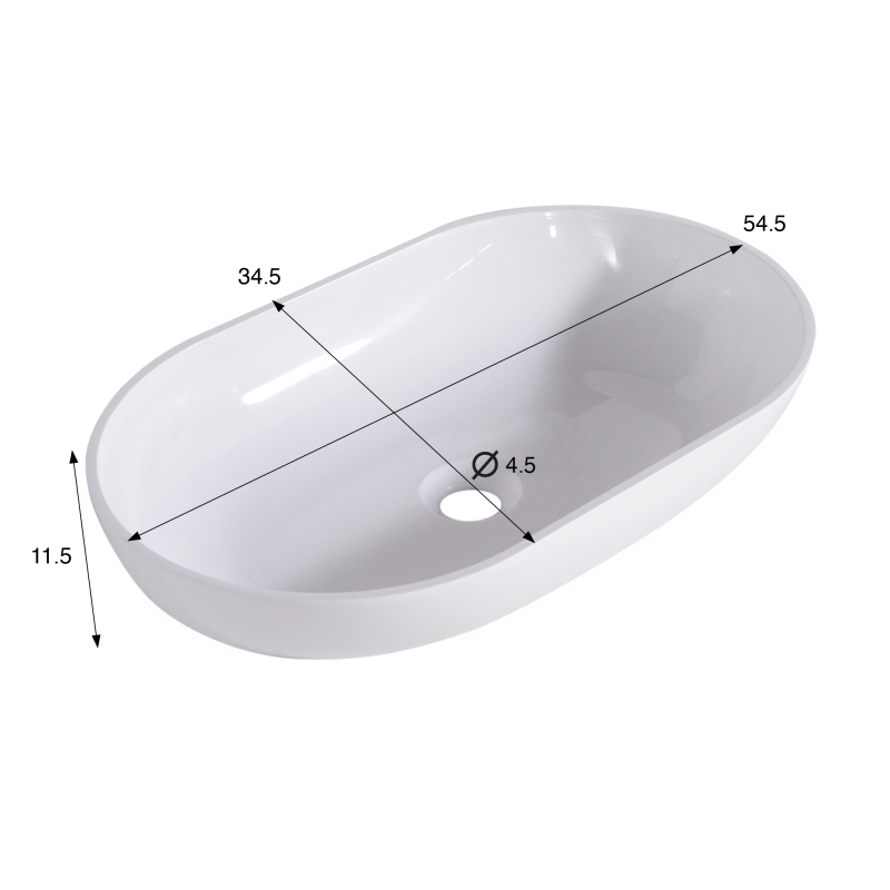 Vasque à poser en céramique ovale, blanc brillant - Slender