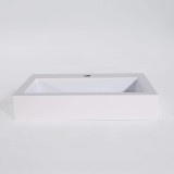 Vasque à poser en céramique rectangulaire, blanc brillant - Odon