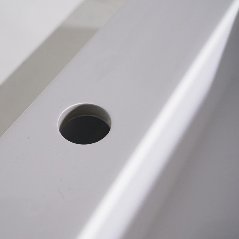 Vasque à poser rectangulaire pour salle de bain, blanc brillant, résine composite - Odon