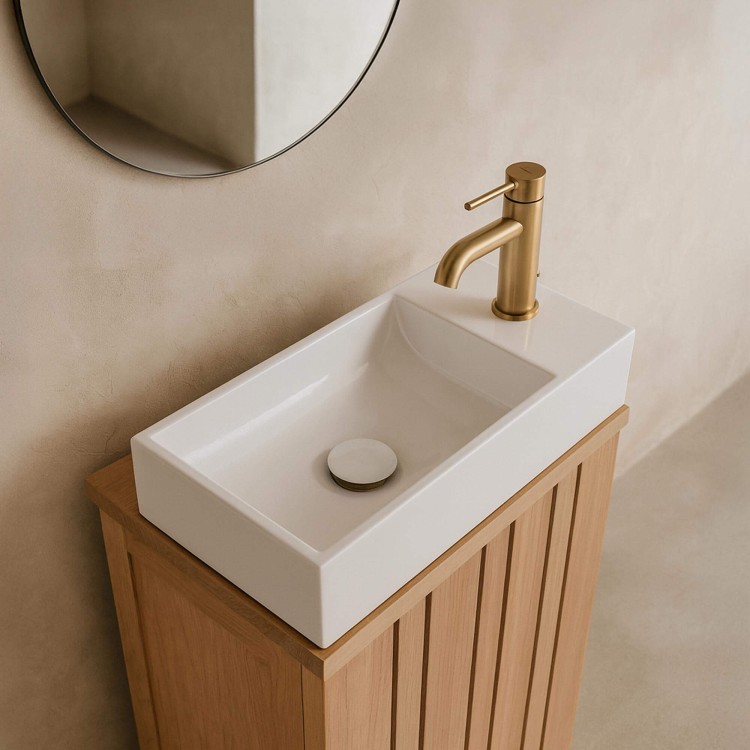 Vasque en céramique à poser, blanc brillant - Klepsy