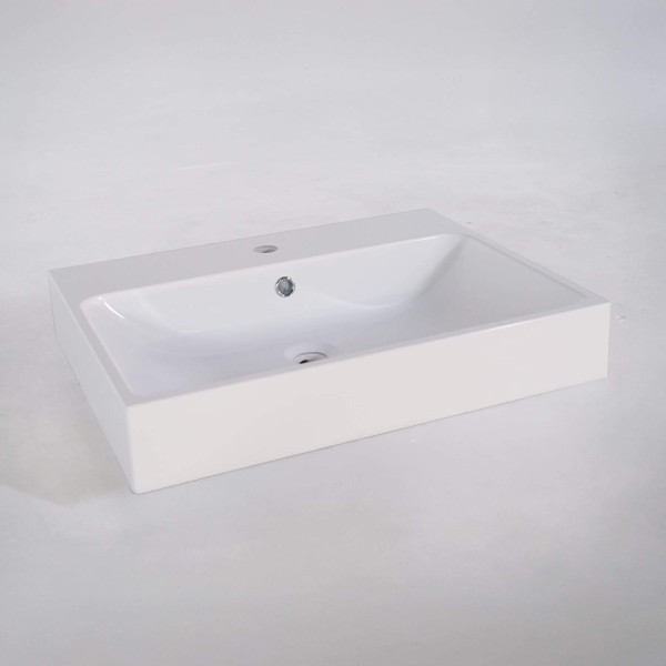 Vasque salle de bain en céramique, blanc brillant - Anna