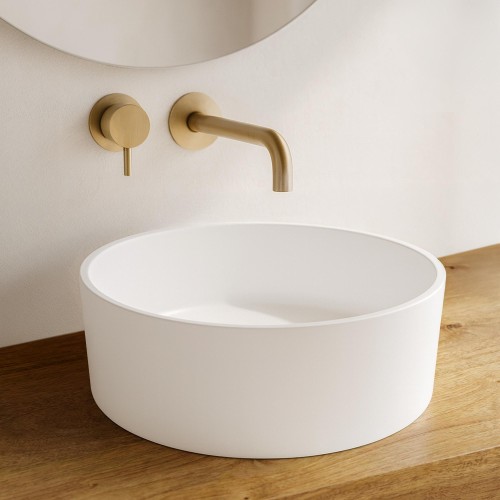 Vasque ronde en céramique, blanc mat - Rundo