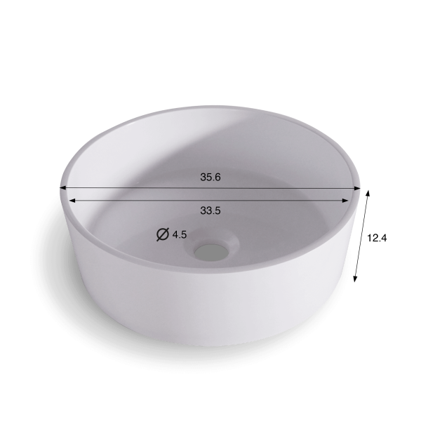 Vasque ronde en céramique, blanc mat - Rundo