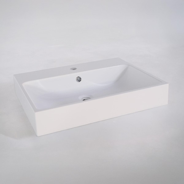 Vasque salle de bain en céramique, blanc mat - Anna