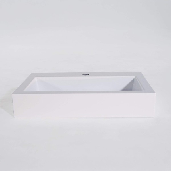 Vasque à poser en céramique rectangulaire, blanc mat - Odon
