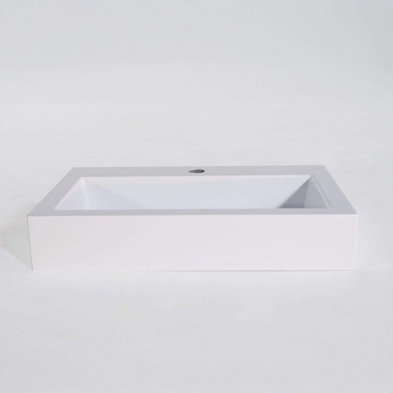 Vasque à poser en céramique rectangulaire, blanc mat - Odon