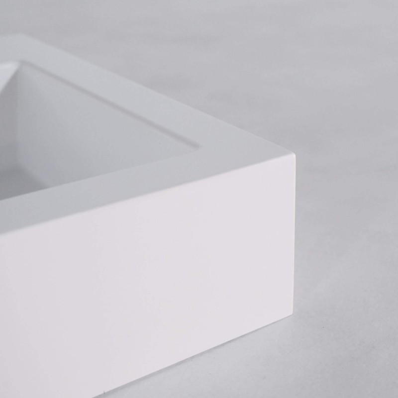 Vasque à poser en céramique rectangulaire, blanc mat - Odon