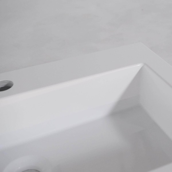 Vasque à poser en céramique rectangulaire, blanc mat - Odon