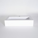 Vasque à poser en céramique rectangulaire, blanc mat - Odon