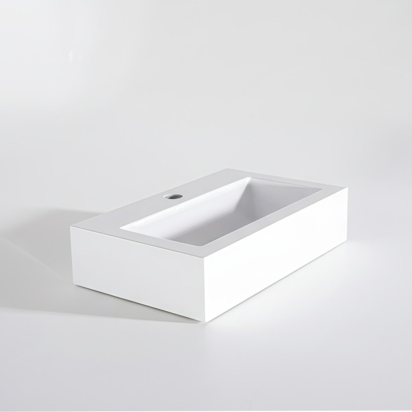 Vasque à poser en céramique rectangulaire, blanc mat - Odon