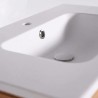 Meuble de salle de bain simple vasque en bois massif, blanc mat - Ashwini