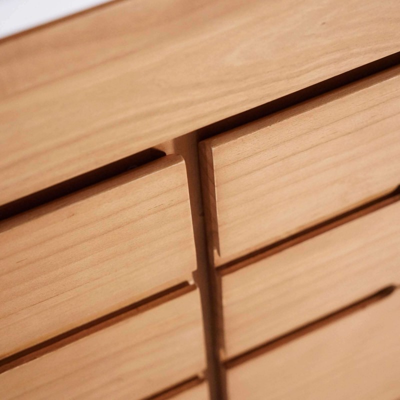 Meuble de salle de bain simple vasque en bois massif, blanc mat - Ashwini