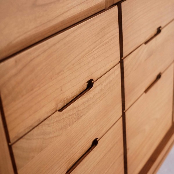 Meuble de salle de bain double vasque en bois massif, blanc mat - Ashwini