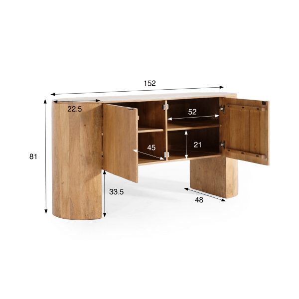 Buffet 2 portes en bois massif - Timea