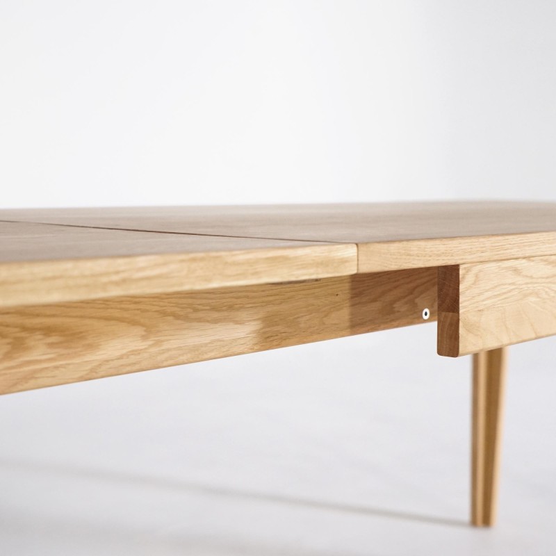 Table à manger rectangulaire en bois de chêne 140 x 80 cm avec allonge 50 cm