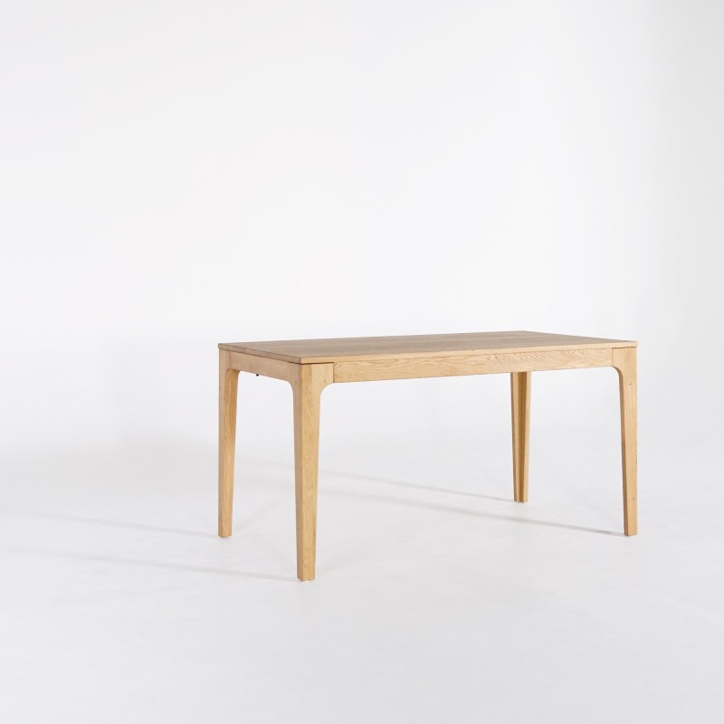Table à manger rectangulaire en bois de chêne 140 x 80 cm avec allonge 50 cm