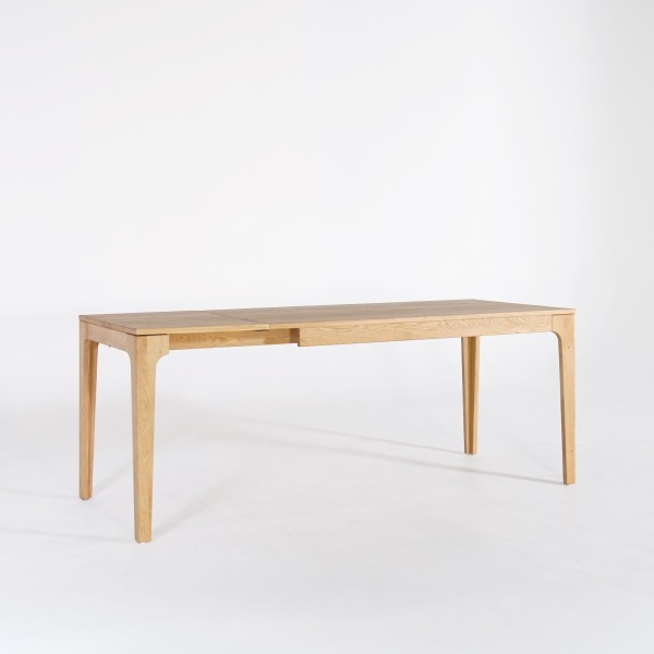 Table à manger rectangulaire en bois de chêne 140 x 80 cm avec allonge 50 cm