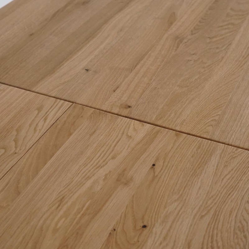 Table à manger rectangulaire en bois de chêne 140 x 80 cm avec allonge 50 cm