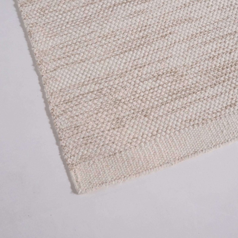 Tapis en laine et coton 140x200 cm, beige - Elowen