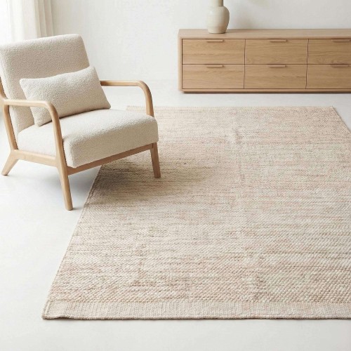 Tapis en laine et coton 140x200 cm, beige - Elowen
