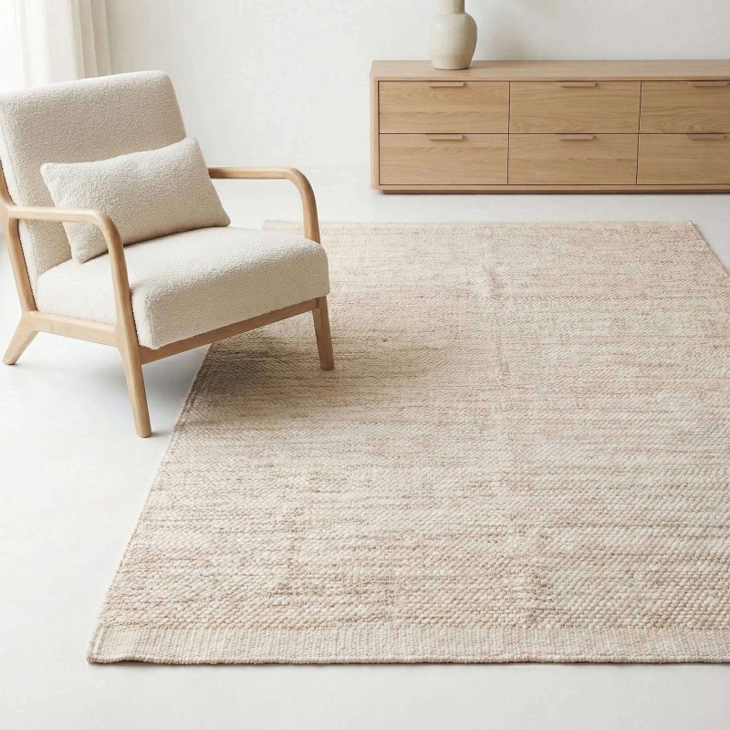 Tapis en laine et coton 140x200 cm, beige - Elowen