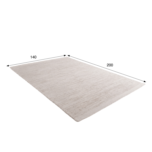 Tapis en laine et coton 140x200 cm, beige - Elowen