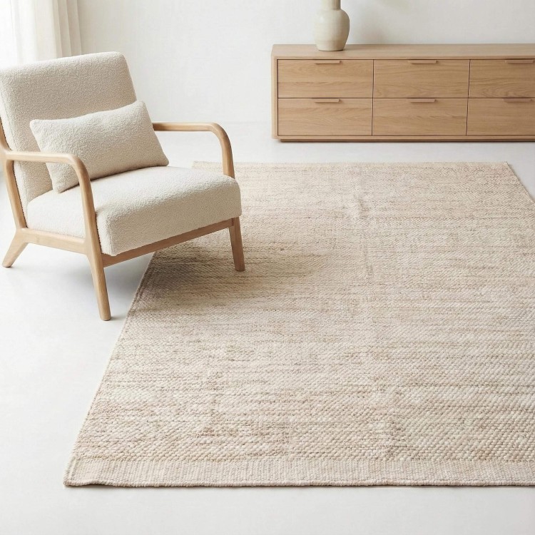 Tapis en laine et coton 250x350 cm, beige - Elowen