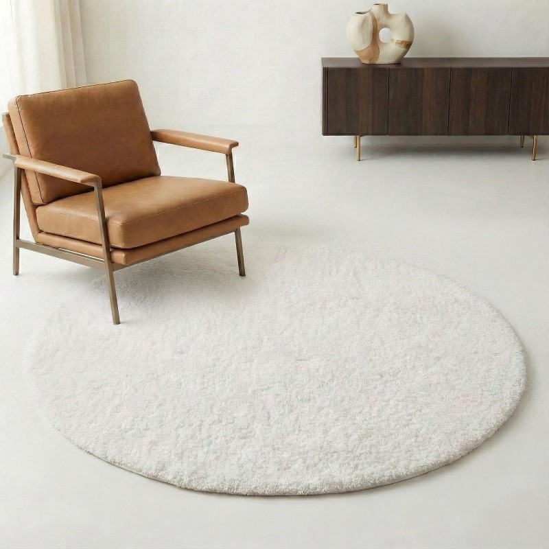 Tapis en laine 150x150 cm, blanc - Handa