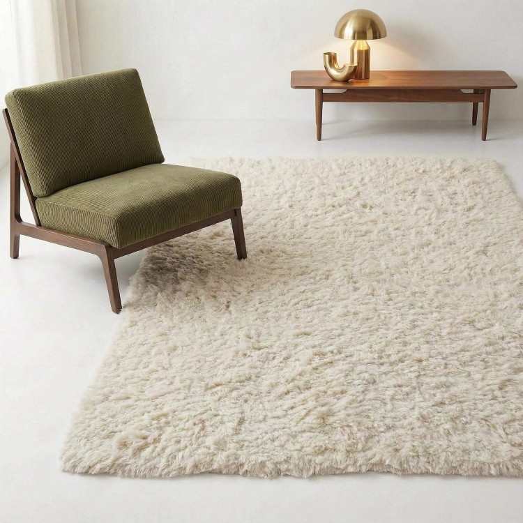 Tapis en laine 200x300 cm, blanc - Ruma
