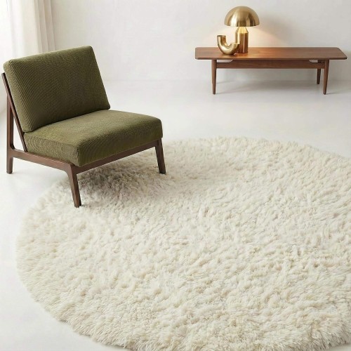 Tapis en laine 200x200 cm, blanc - Ruma