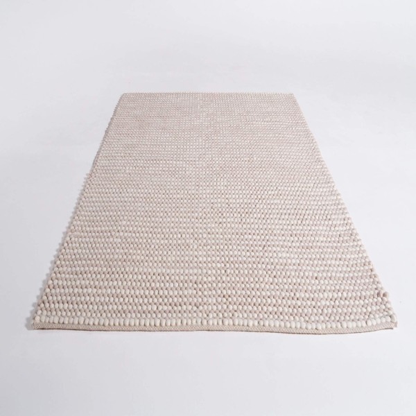 Tapis en laine et coton 140x200 cm, blanc beige - Tessa