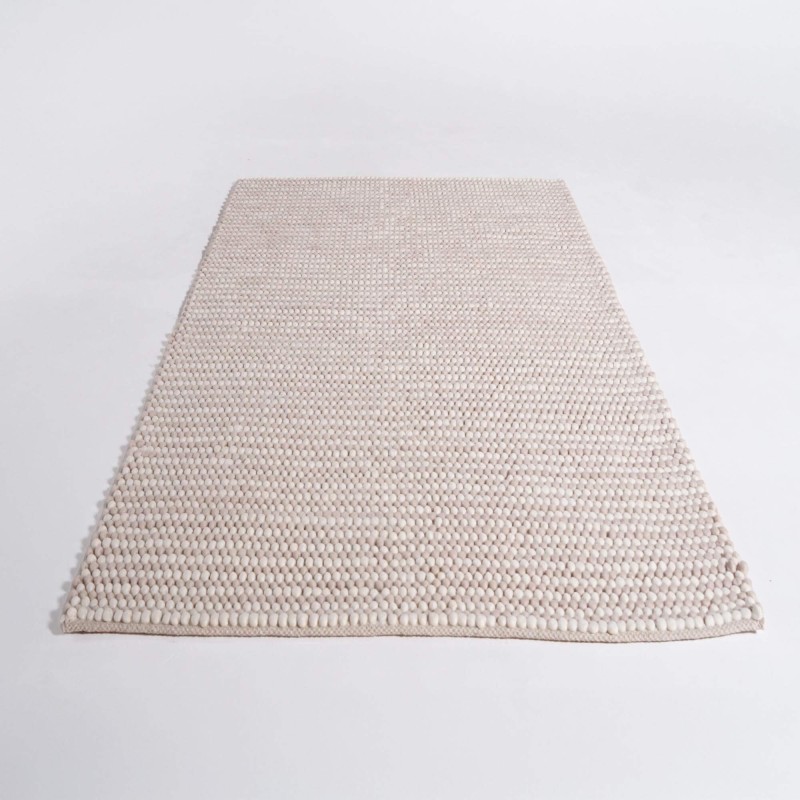 Tapis en laine et coton 140x200 cm, blanc beige - Tessa