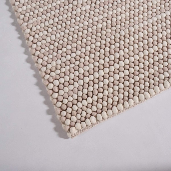 Tapis en laine et coton 140x200 cm, blanc beige - Tessa