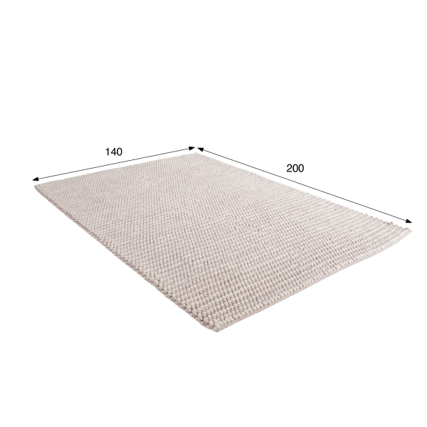 Tapis en laine et coton 140x200 cm, blanc beige - Tessa