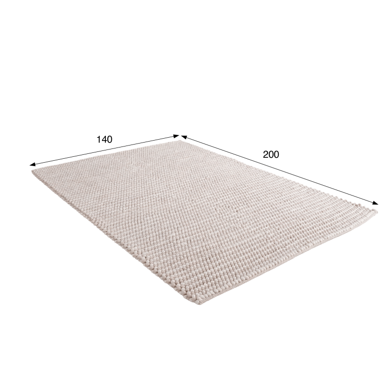 Tapis en laine et coton 140x200 cm, blanc beige - Tessa