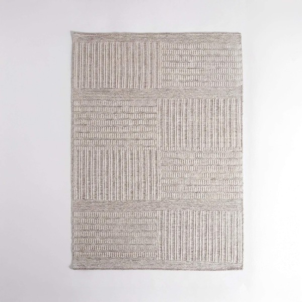 Tapis en laine 140x200 cm, blanc noir - Wola