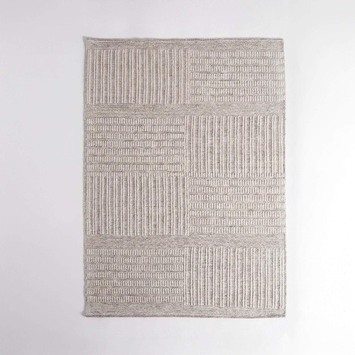 Tapis en laine 140x200 cm, blanc noir - Wola