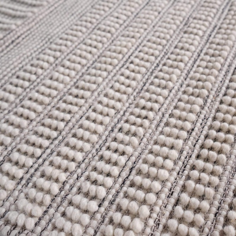 Tapis en laine 140x200 cm, blanc noir - Wola